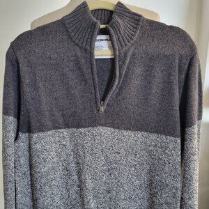 Men's Sonoma Goods for Life® Solid Gray/Black Quarter-Zip Sweater (Size: Large)